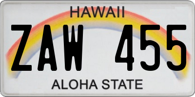 HI license plate ZAW455