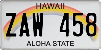 HI license plate ZAW458