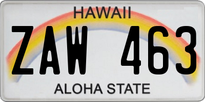 HI license plate ZAW463
