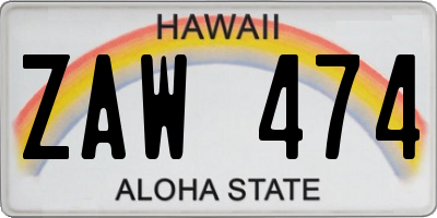 HI license plate ZAW474