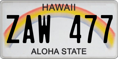 HI license plate ZAW477