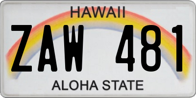 HI license plate ZAW481