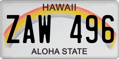 HI license plate ZAW496