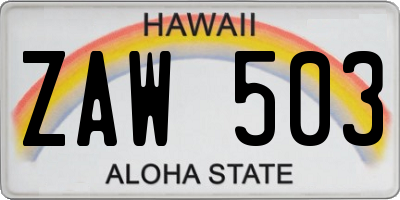 HI license plate ZAW503