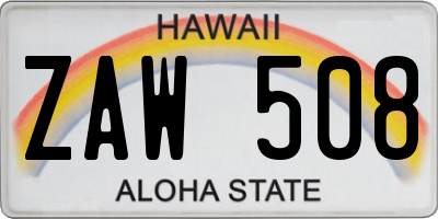 HI license plate ZAW508
