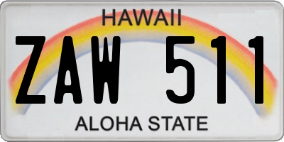 HI license plate ZAW511