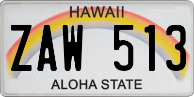 HI license plate ZAW513