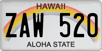 HI license plate ZAW520