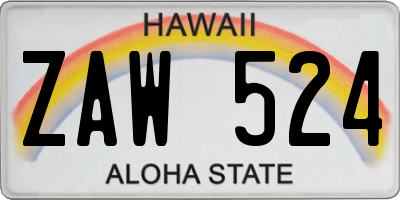 HI license plate ZAW524