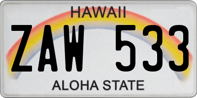 HI license plate ZAW533