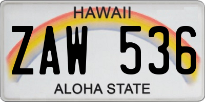 HI license plate ZAW536