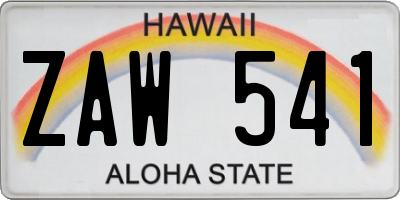 HI license plate ZAW541