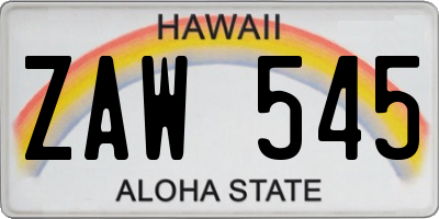 HI license plate ZAW545