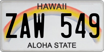 HI license plate ZAW549