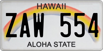 HI license plate ZAW554