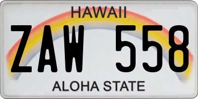 HI license plate ZAW558