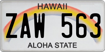 HI license plate ZAW563