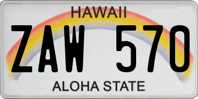 HI license plate ZAW570