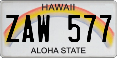 HI license plate ZAW577