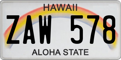 HI license plate ZAW578