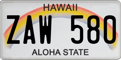 HI license plate ZAW580