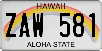 HI license plate ZAW581