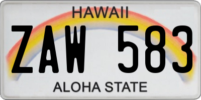 HI license plate ZAW583