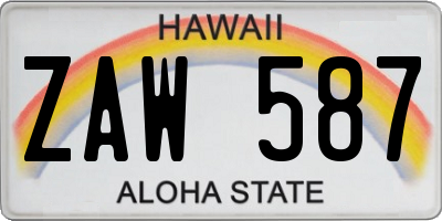 HI license plate ZAW587