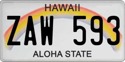 HI license plate ZAW593