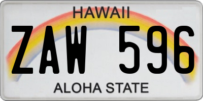 HI license plate ZAW596
