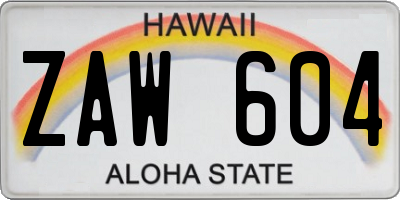 HI license plate ZAW604