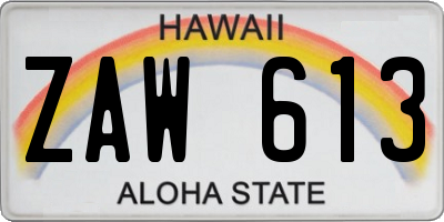HI license plate ZAW613