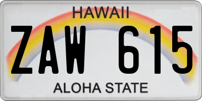 HI license plate ZAW615