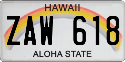 HI license plate ZAW618