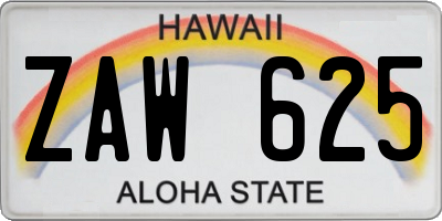 HI license plate ZAW625