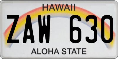 HI license plate ZAW630