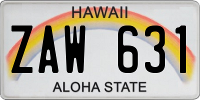 HI license plate ZAW631
