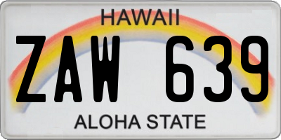 HI license plate ZAW639