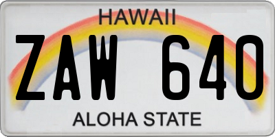 HI license plate ZAW640