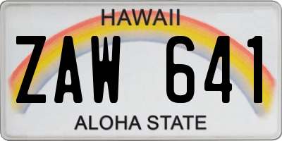 HI license plate ZAW641
