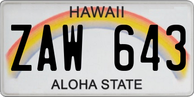 HI license plate ZAW643