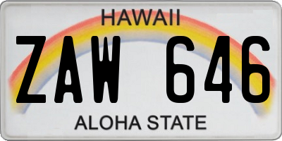 HI license plate ZAW646