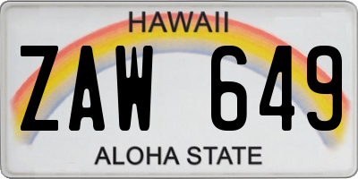 HI license plate ZAW649