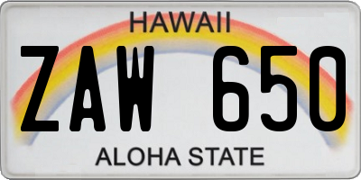 HI license plate ZAW650