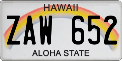 HI license plate ZAW652
