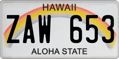 HI license plate ZAW653