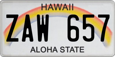 HI license plate ZAW657