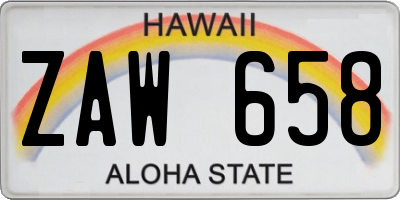 HI license plate ZAW658