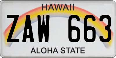 HI license plate ZAW663