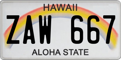 HI license plate ZAW667